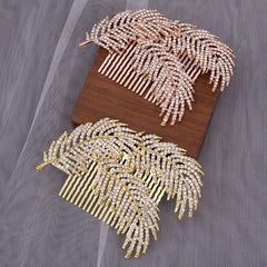 Rhinestone Leaf Wedding Hair Comb Clip