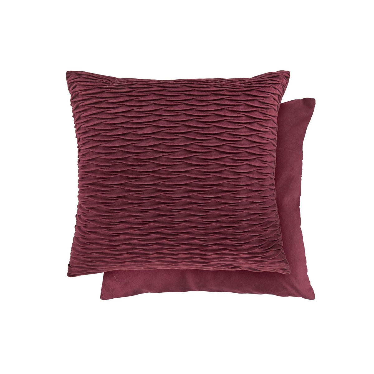 Henley Bordeaux Red Pleated Velvet Cushion Covers (Pair)