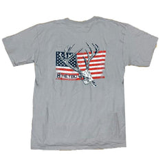 Heybo Deer Skull On Flag Short Sleeve T-Shirt