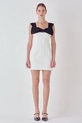 Mixed Media Bow Mini Dress