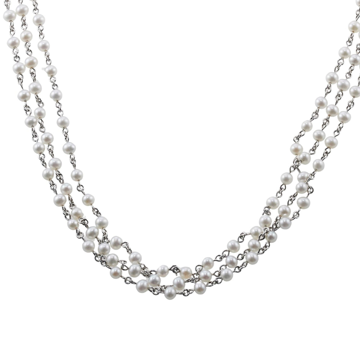 Mimi Milano 80" Diamond Pearl Gold Necklace