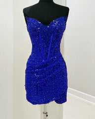 Roayl Blue Sequin Hoco Dress