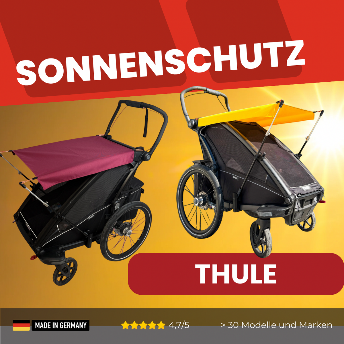 Sonnenschutz kompatibel mit Thule Chariot / Cross / Sport / Cab