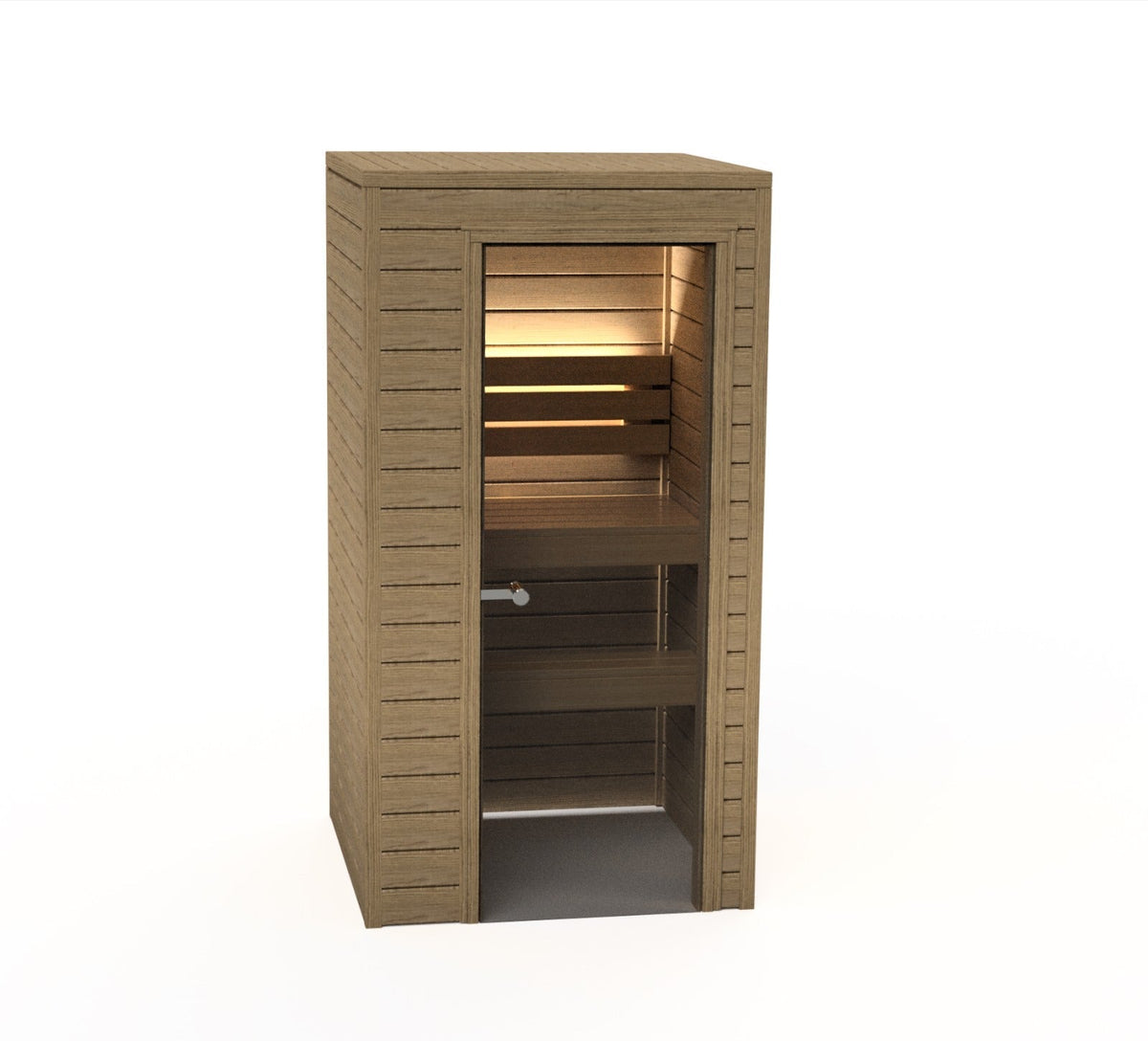 wellmia® Spirit Mini | Sauna für kleine Wohnungen | mit Steckdosenofen |109 x 109 x 200 cm