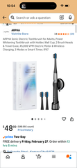 ARPHA Sonic Electric Toothbrush for Adults, Power Whitening Toothbrush with Holder, Wall Cup, 2 Brush Heads & Travel Case, 45,000 VPM Electric Motor & Wireless Charging, 3 Modes w Smart Timer, IPX7