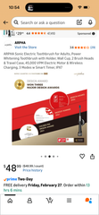 ARPHA Sonic Electric Toothbrush for Adults, Power Whitening Toothbrush with Holder, Wall Cup, 2 Brush Heads & Travel Case, 45,000 VPM Electric Motor & Wireless Charging, 3 Modes w Smart Timer, IPX7