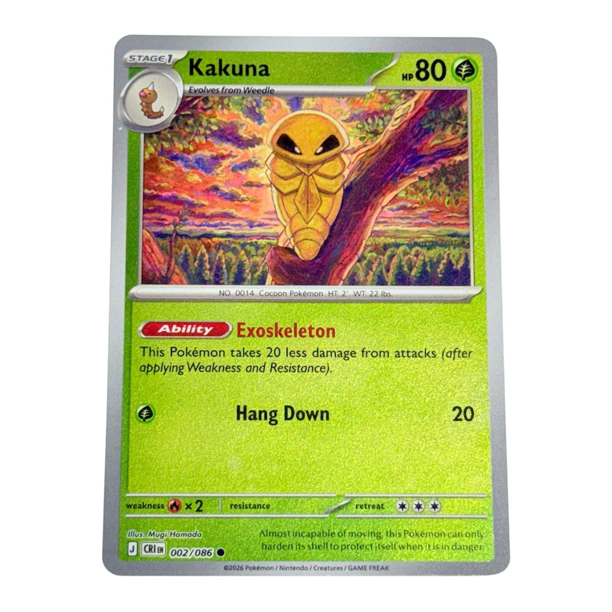 Kakuna 2026 Pokemon Chaos Rising Common Card 002/086