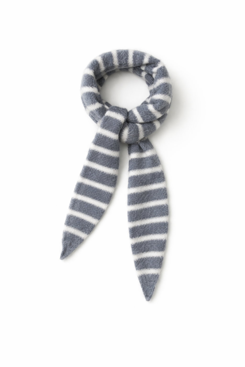 Sophie Scarf – Schmaler Wollschal Jeansblau mit weißen Streifen | Bekannt vom Isemarkt Hamburg