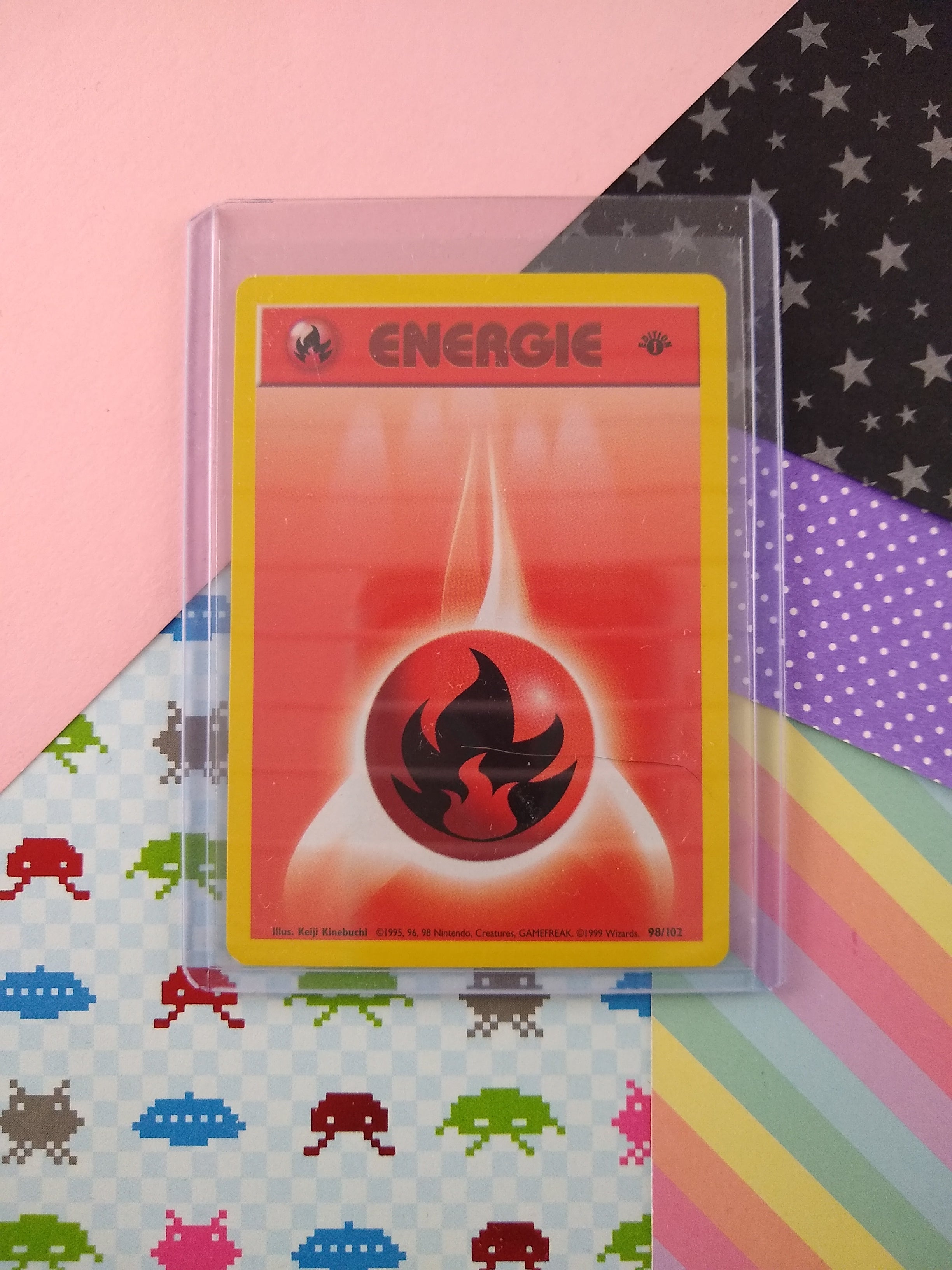 Vintage Energy (German) - 1st Edition Fire Base Set Pokemon Card 98/102 - NM