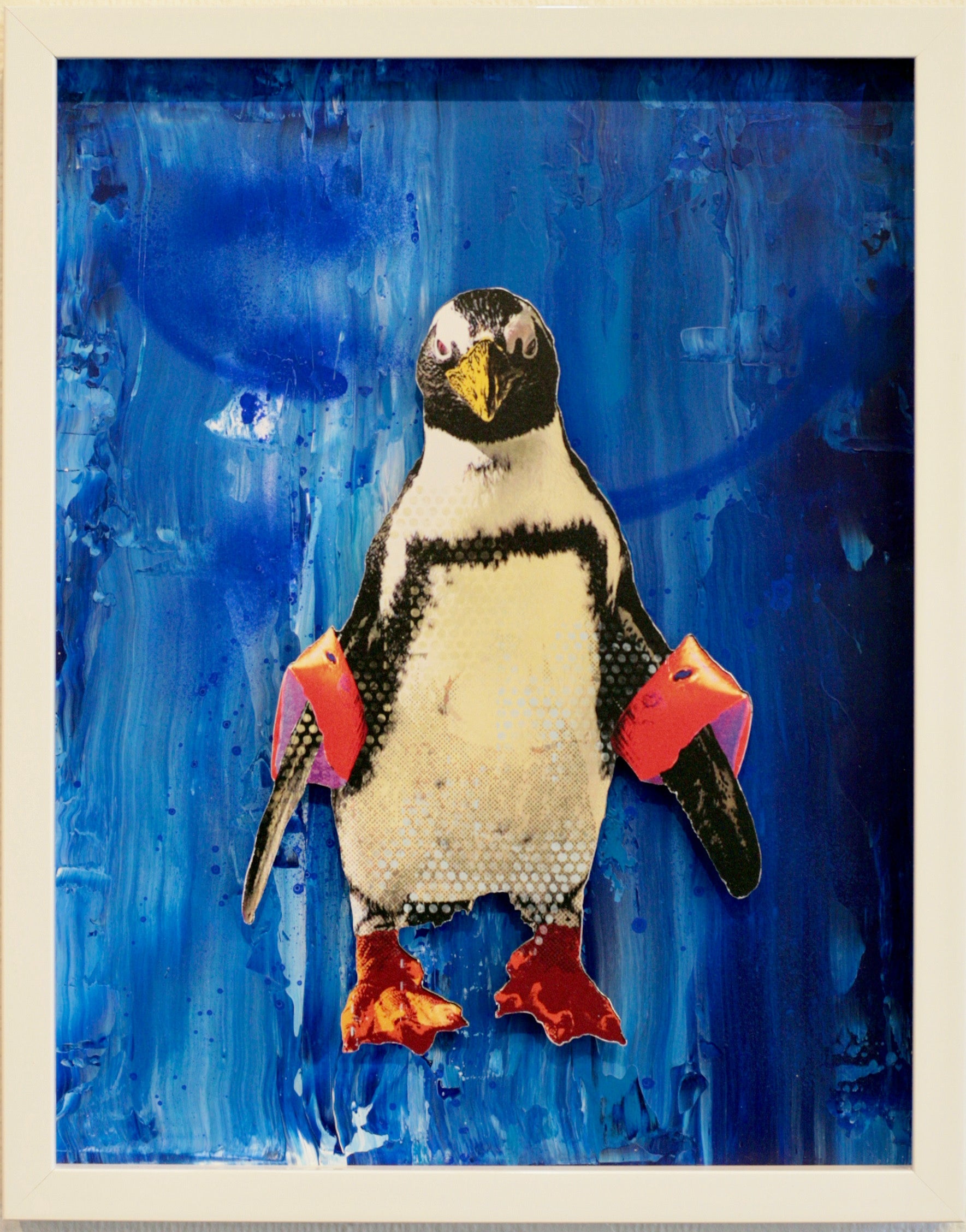 Robert Hilmersson - Still floating (blue) , acrylic on board in a glass frame