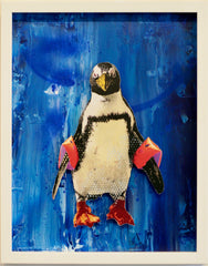 Robert Hilmersson - Still floating (blue) , acrylic on board in a glass frame