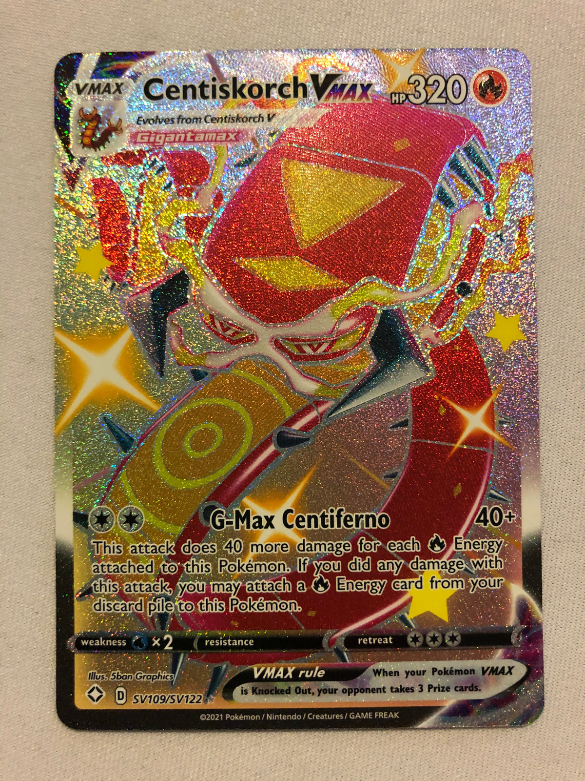 Centiskorch VMAX SV109/SV122 Shiny Full Art Shining Fates Pokemon Card Near Mint