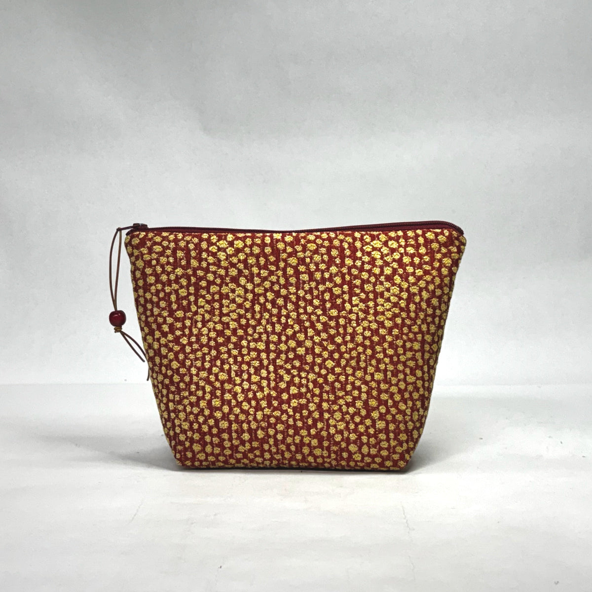 OOAK Scattered Dots Chenille Small Zipper Pouch Gadget Case/ Cosmetics/ Project Bag