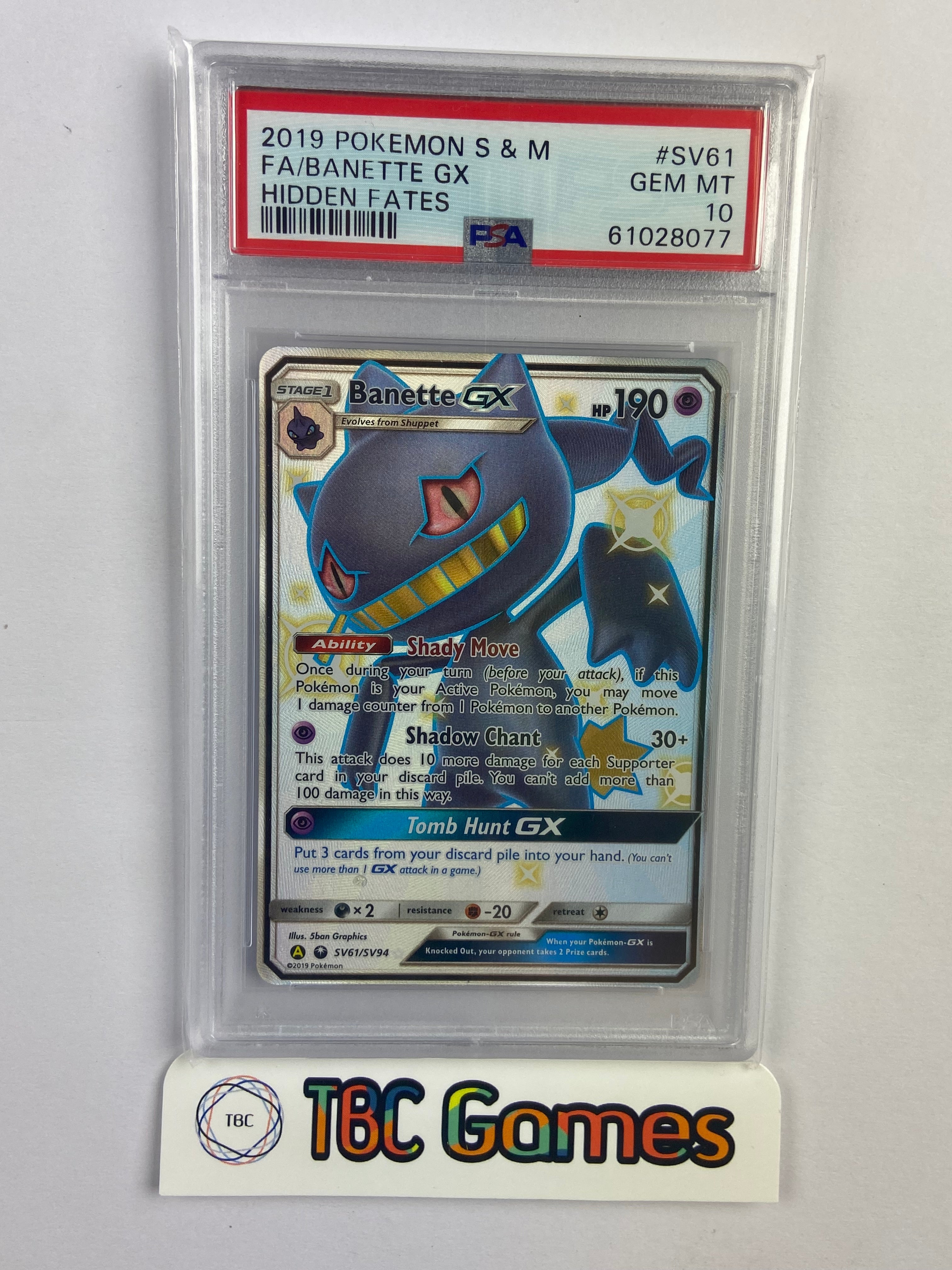 Banette GX Hidden Fates Shiny SV61/SV94 PSA 10