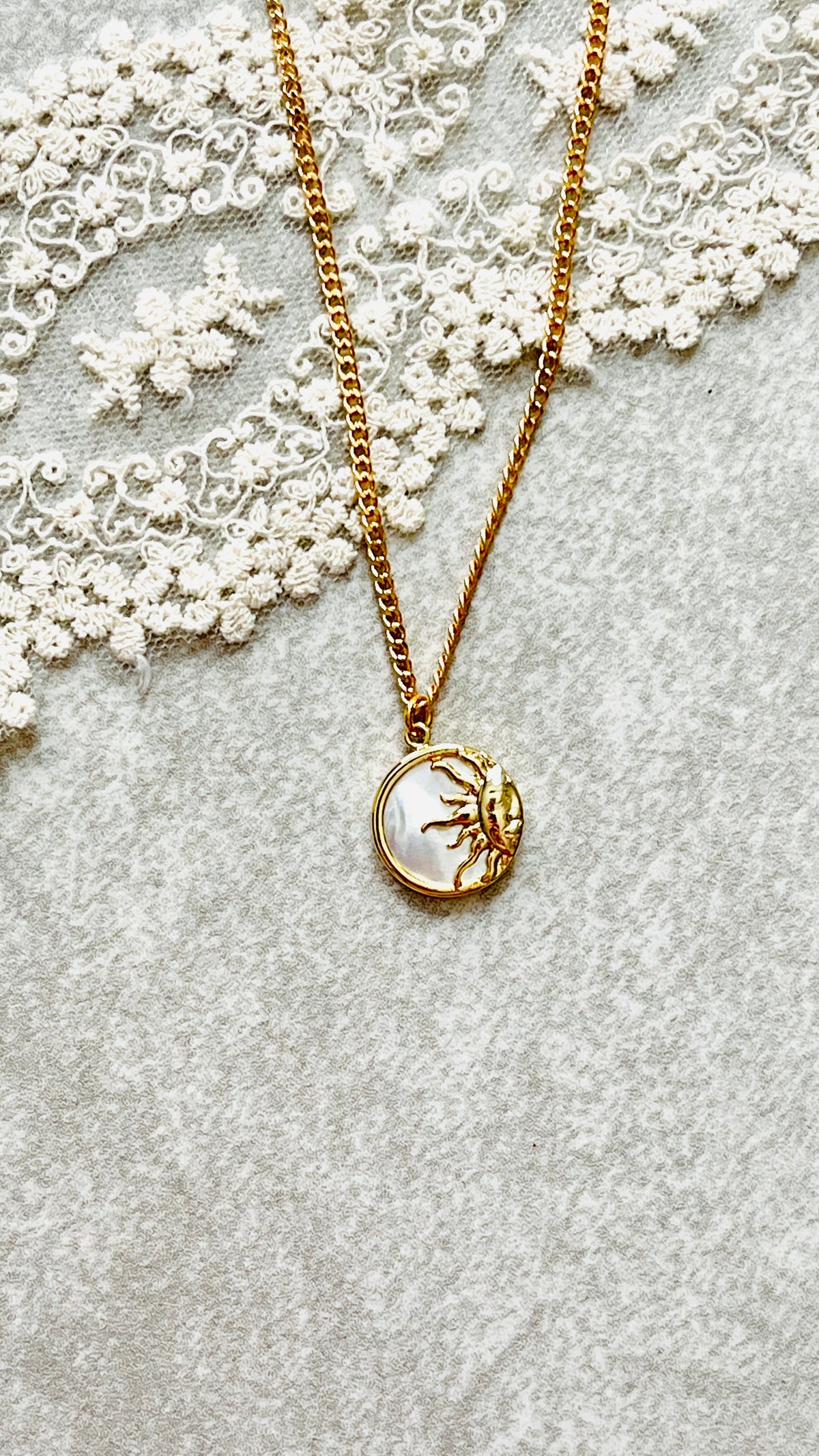 ESTRELLA & LUNA Revel Sun Mother Of Pearl Necklace In Gold