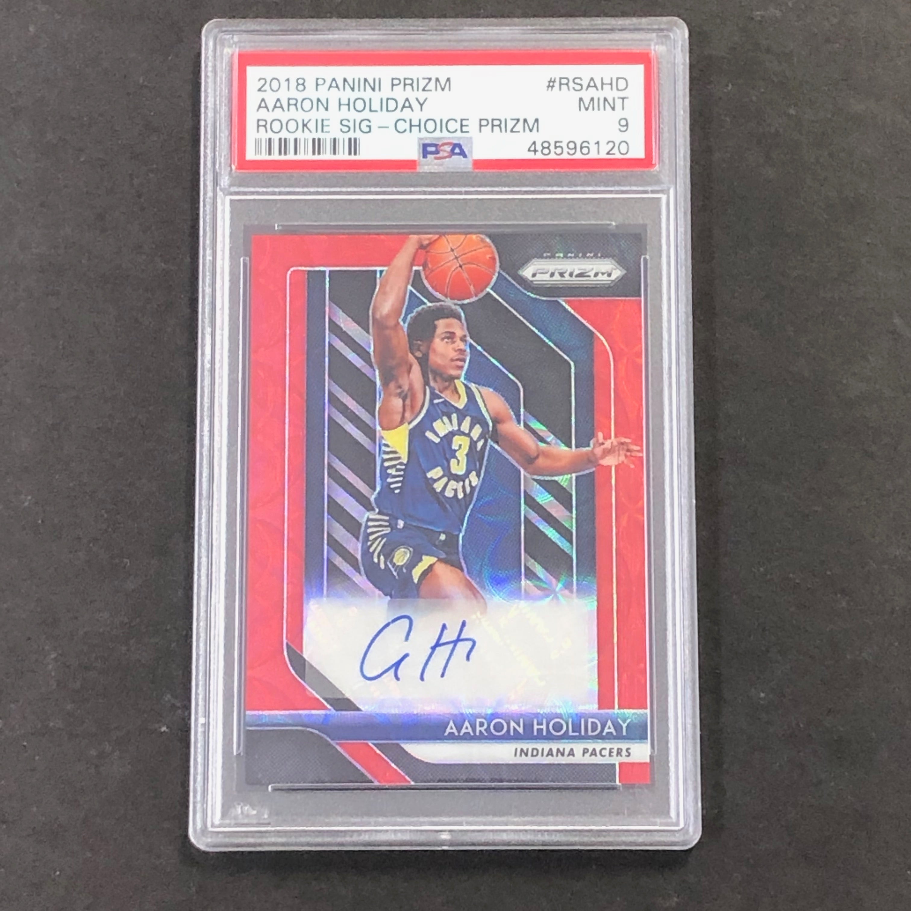 2018 Panini Prizm #RSAHD Aaron Holiday PSA 9 Mint Rookie Sig-Choice Prizm
