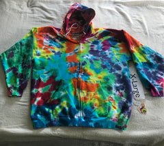 XL Tie-Dye Rainbow Scrunch Zip Hoodie
