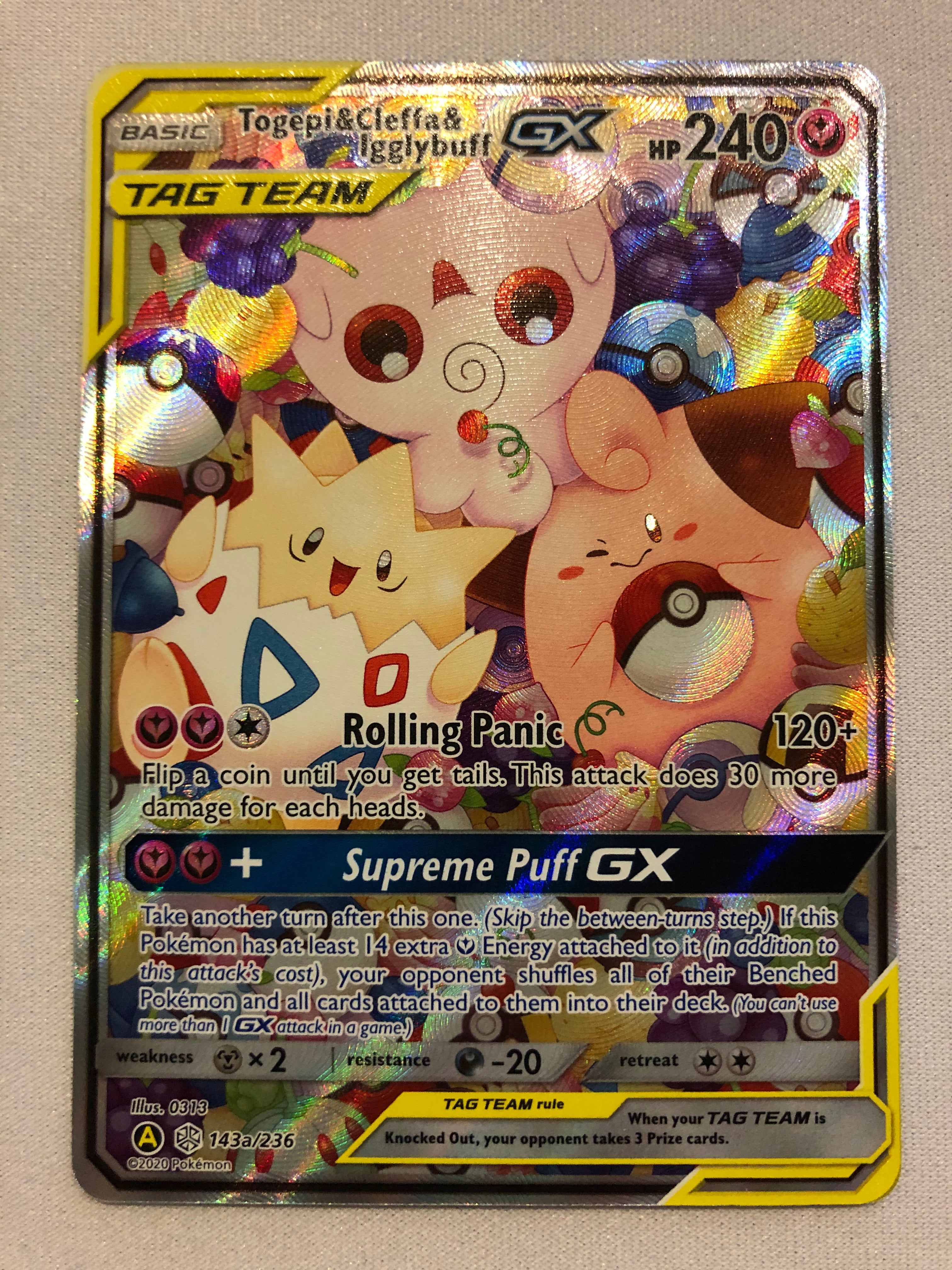 Togepi Cleffa Igglybuff GX 143a/236 Cosmic Eclipse Holo Rare Pokemon Card NM