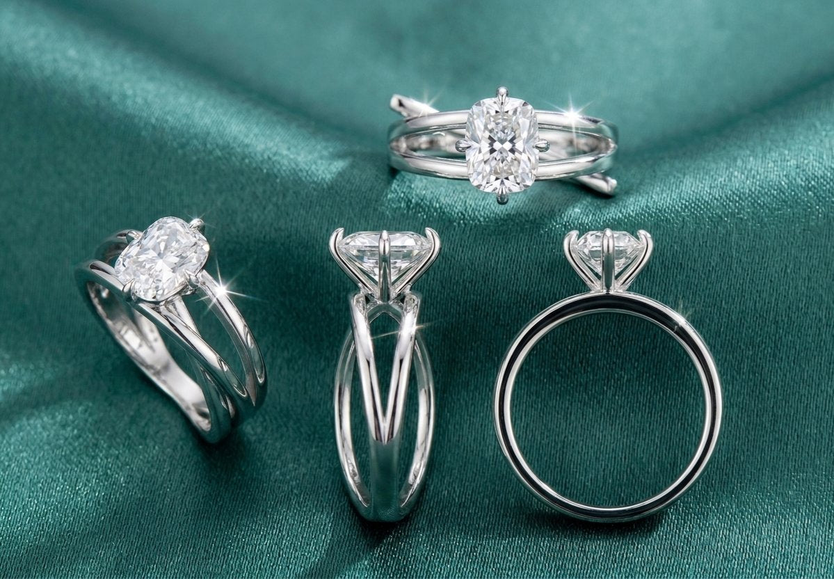 10k Gold 3ct Cushion Moissanite Ring(CU629)