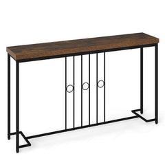 55" Industrial Console Table with H-Shaped Base-Brown