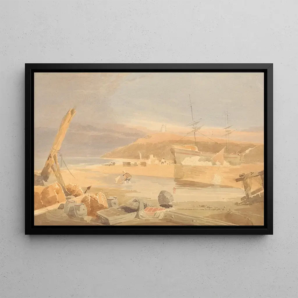 John Thirtle - Shore Scene with Sailing Ship at Quay.webp