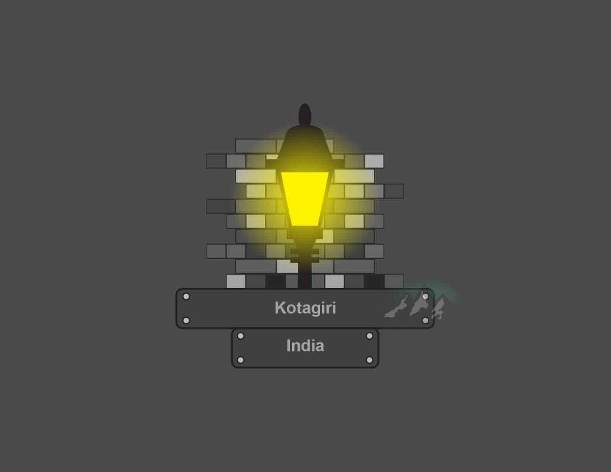 Kotagiri City (India) Night Street Lamp Bricks Vector Illustration