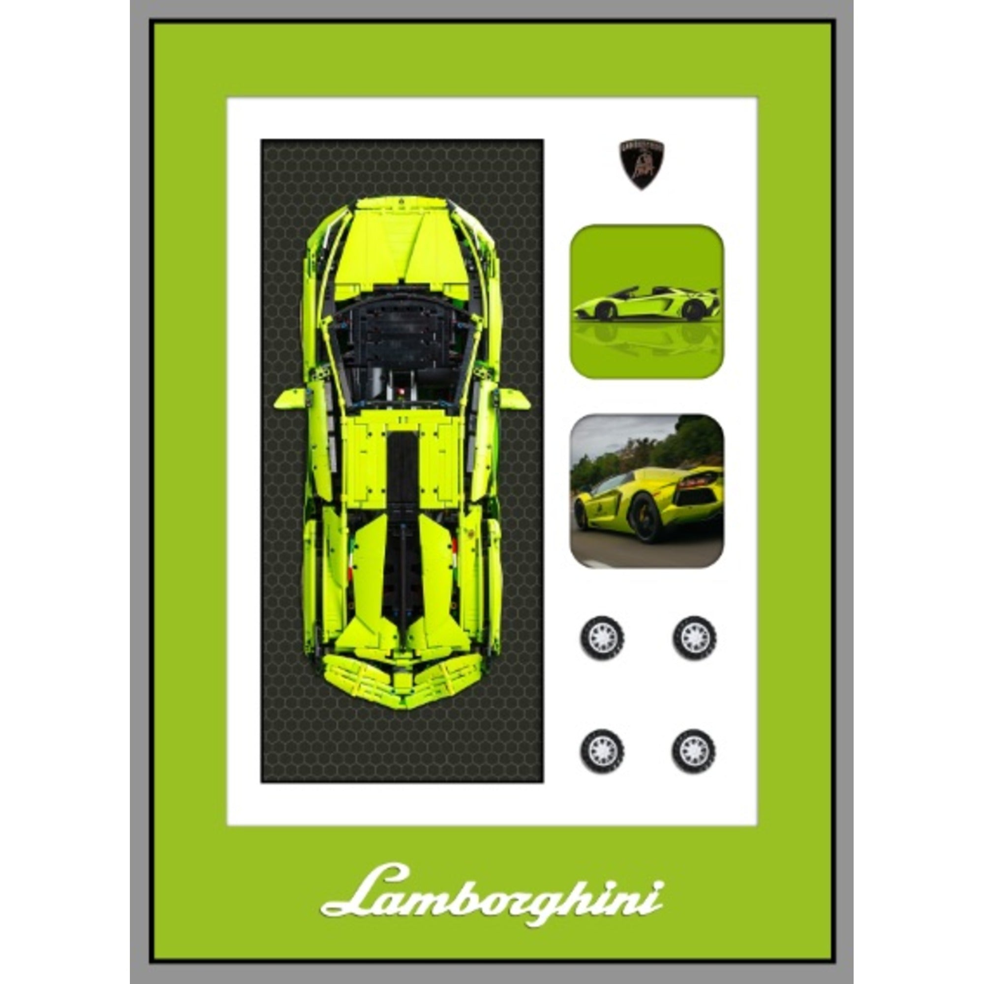 CUADRO DECORATIVO COCHE DE CARRERAS LAMBO 80X110CM VERDE