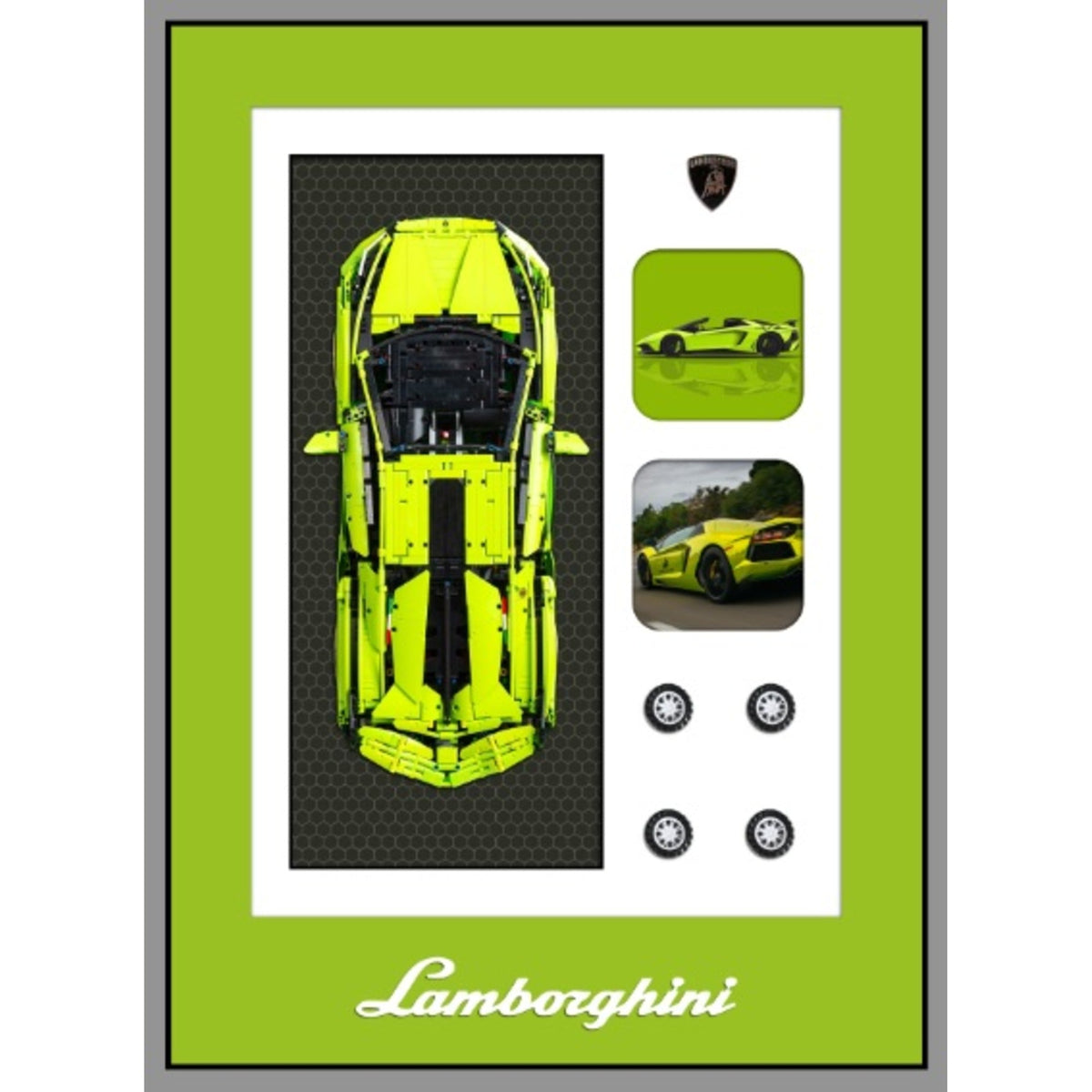 CUADRO DECORATIVO COCHE DE CARRERAS LAMBO 80X110CM VERDE