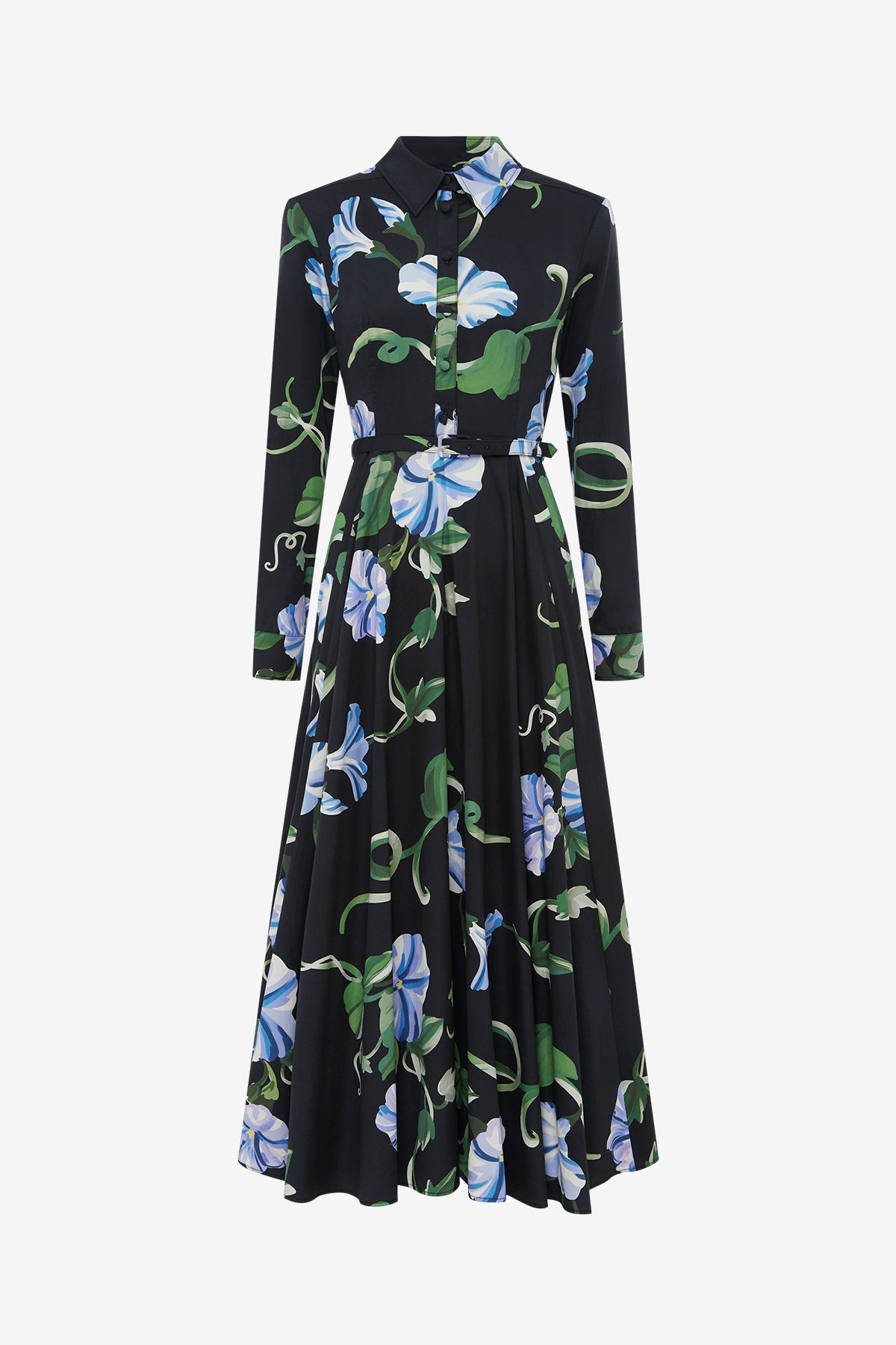 Zara Shirt Midi Dress - Vine Print in Ebony Dress Midi