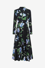 Zara Shirt Midi Dress - Vine Print in Ebony Dress Midi