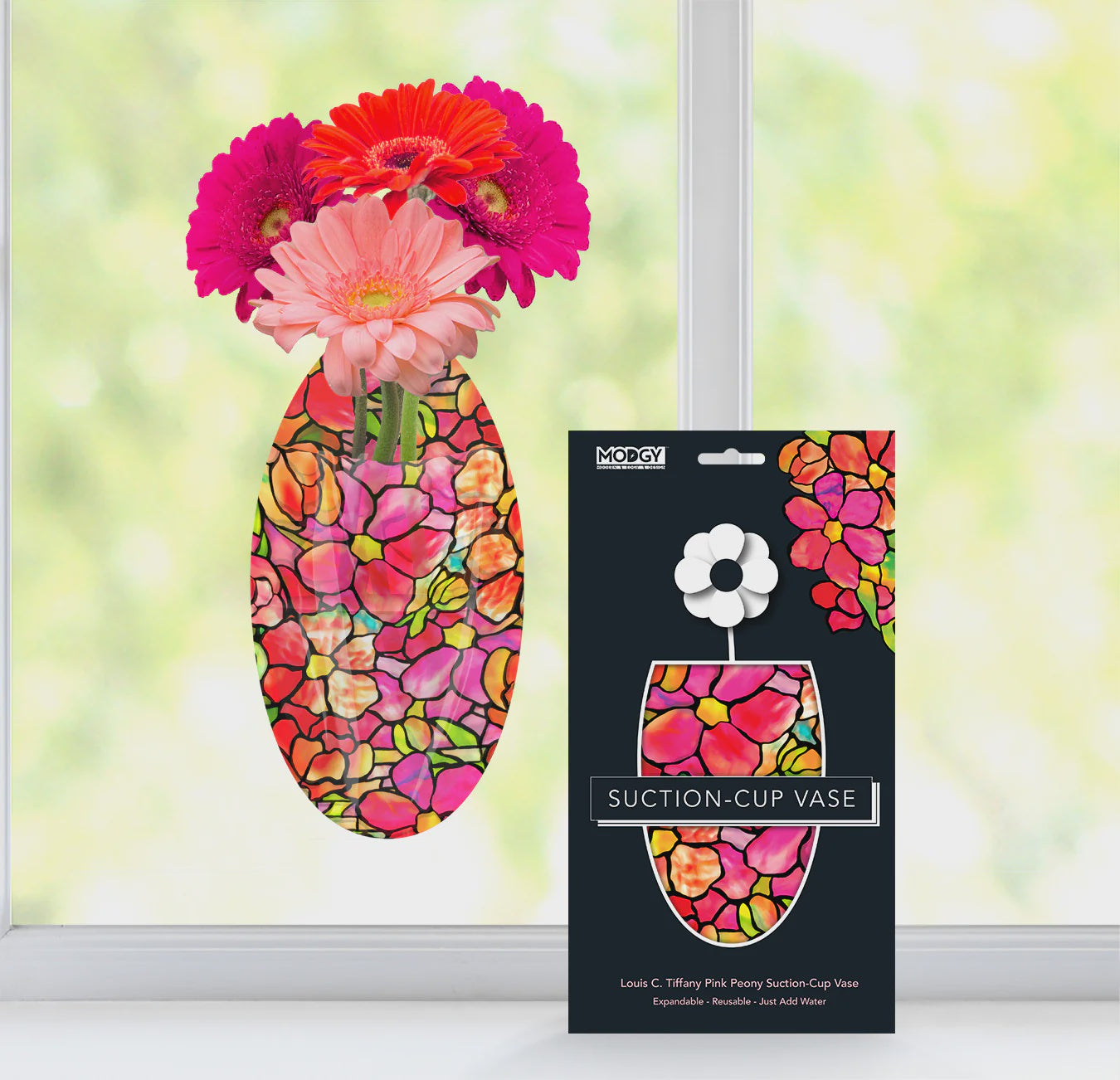 Tiffany Pink PeonyLarge Suction Cup Vase