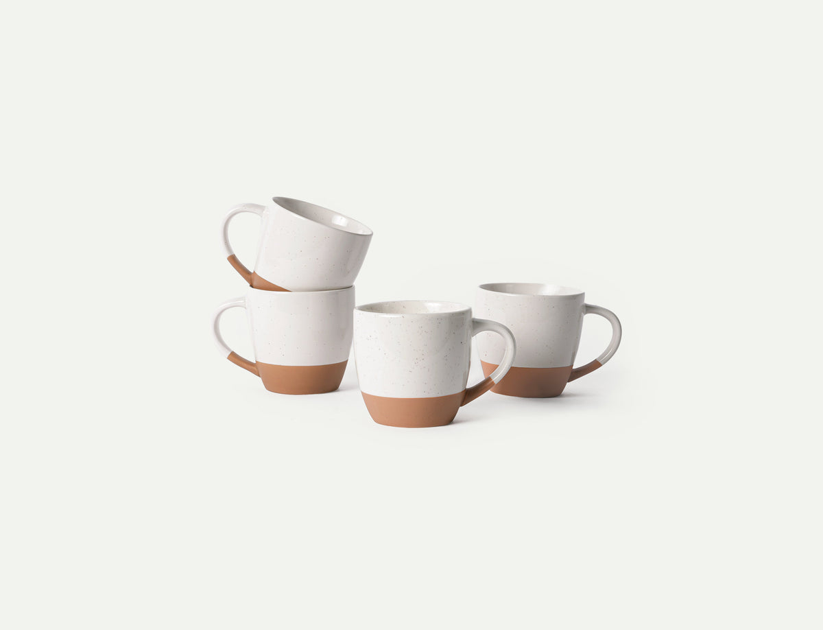 MORA CERAMICS Kitchen & Dining Latte Mug Set of 4 - 16oz - Vanilla White