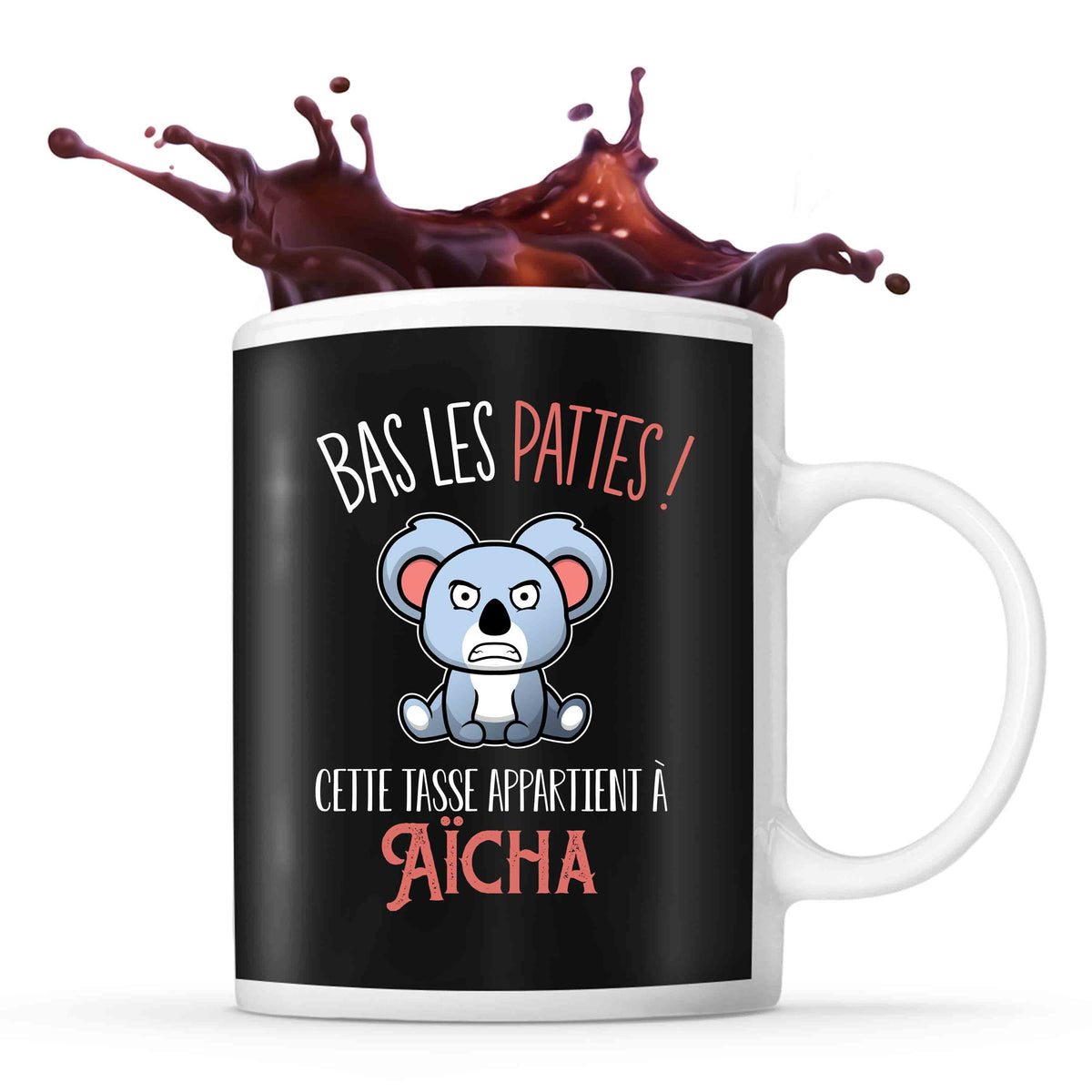 Mug Aïcha Bas les pattes Koala | Mug Prénom pour femme | Collection Animaux grognon mais mignon - Planetee