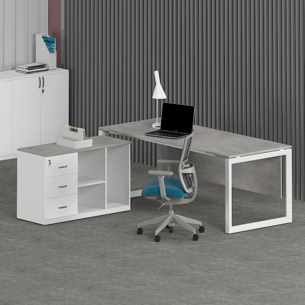 Milo Office Executive Desk (with Side Cabinet) - Office Store Office Furniture Manufacturer & Supplier Dubai