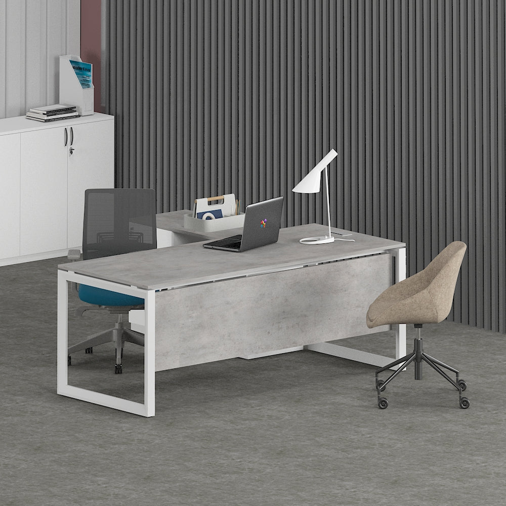 Milo Office Executive Desk (with Side Cabinet) - Office Store Office Furniture Manufacturer & Supplier Dubai