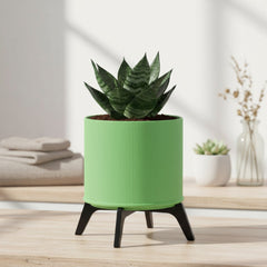 Planter "Tori " – Ribbed 3D-Printed Planter with Stand, Planter with Legs, Pedestal Plant Pot, Modern Indoor Planter