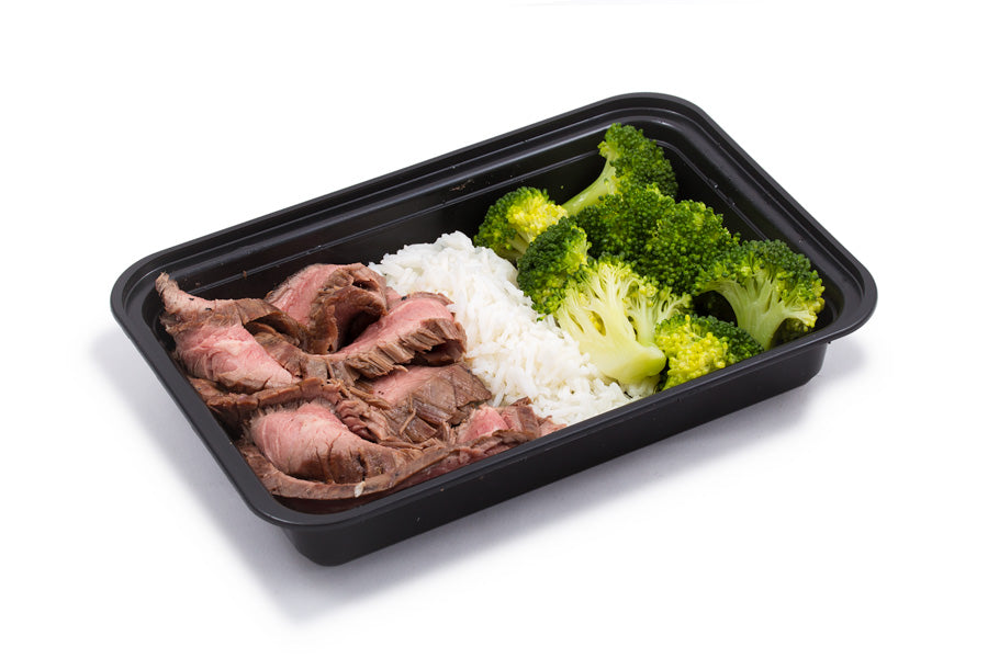 Sliced London Broil, Montreal Seasoned 7oz, with Asparagus and 1 Cup Cranberry Almond Quinoa