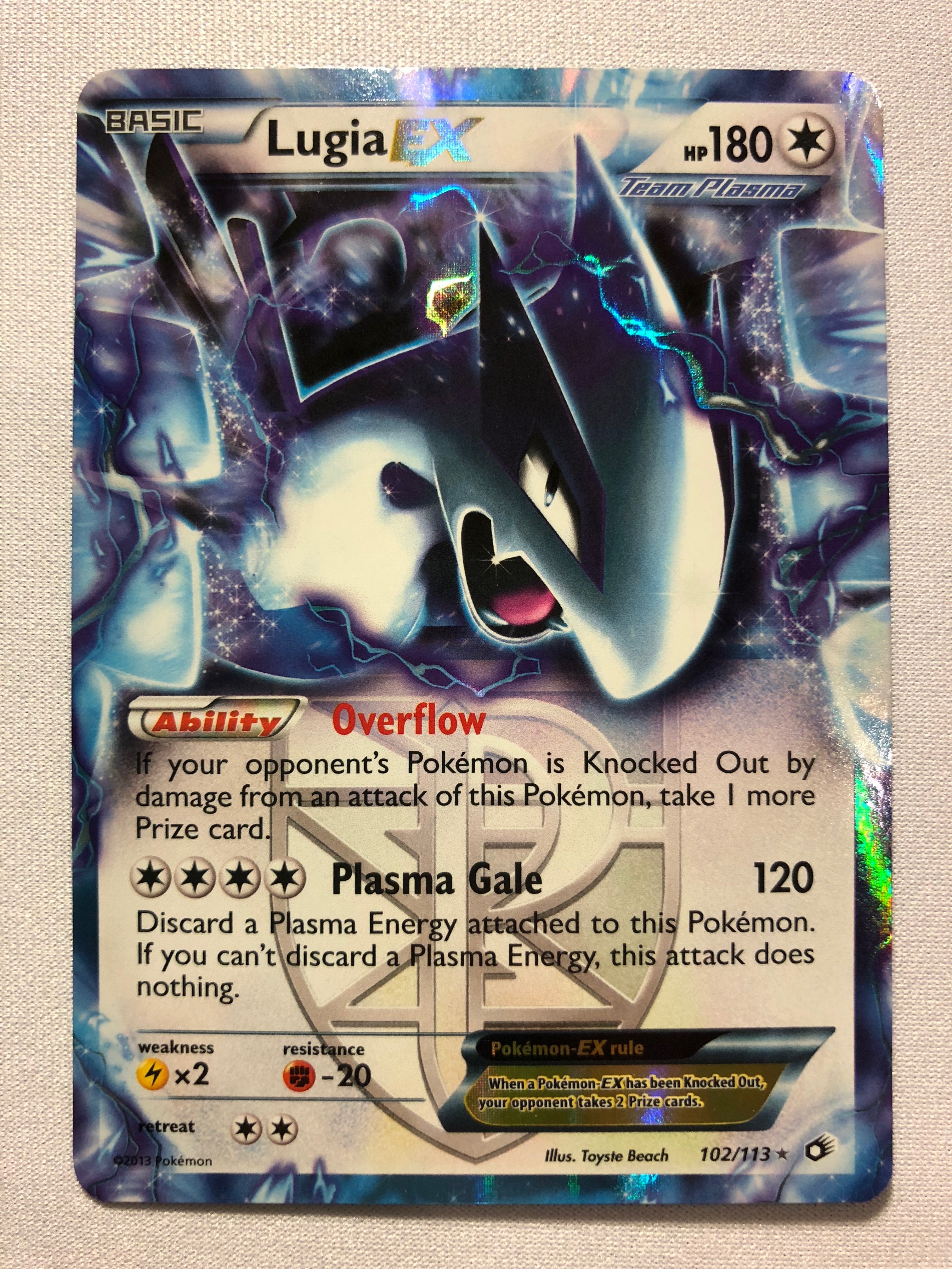 Lugia EX 102/113 Holo Rare Legendary Treasures Pokemon Card Lightly Played
