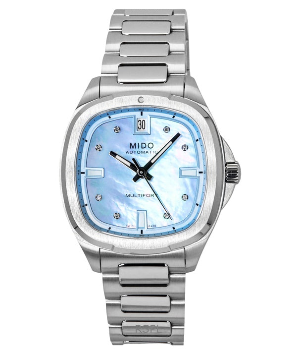 Montre femme Mido Multifort TV 35 diamants, cadran bleu nacré, automatique, M049.307.11.136.00, 100 m