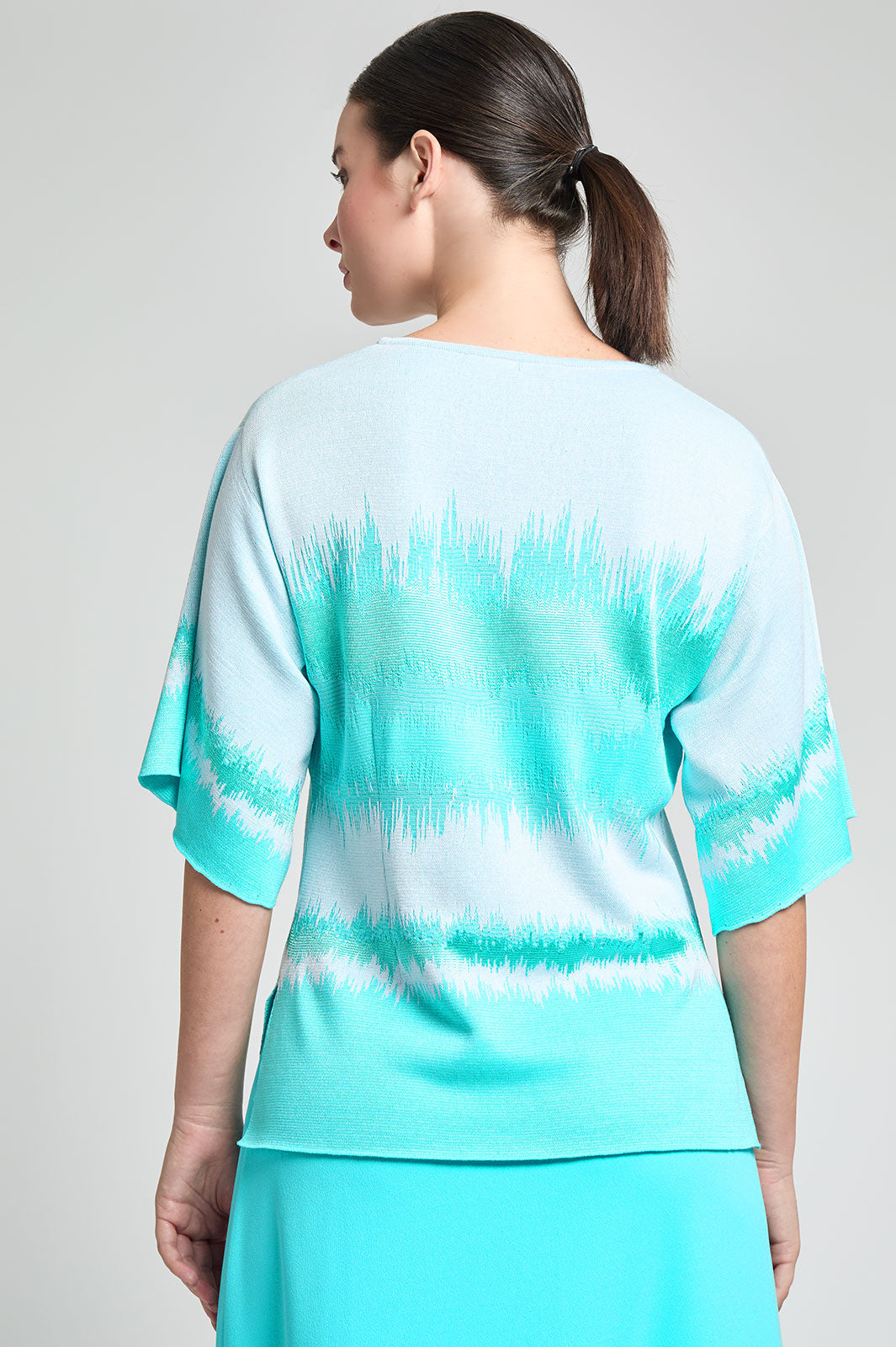 Soft Knit Wavelength Tunic, Calypso Blue/White | Ming Wang