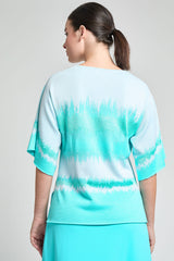 Soft Knit Wavelength Tunic, Calypso Blue/White | Ming Wang