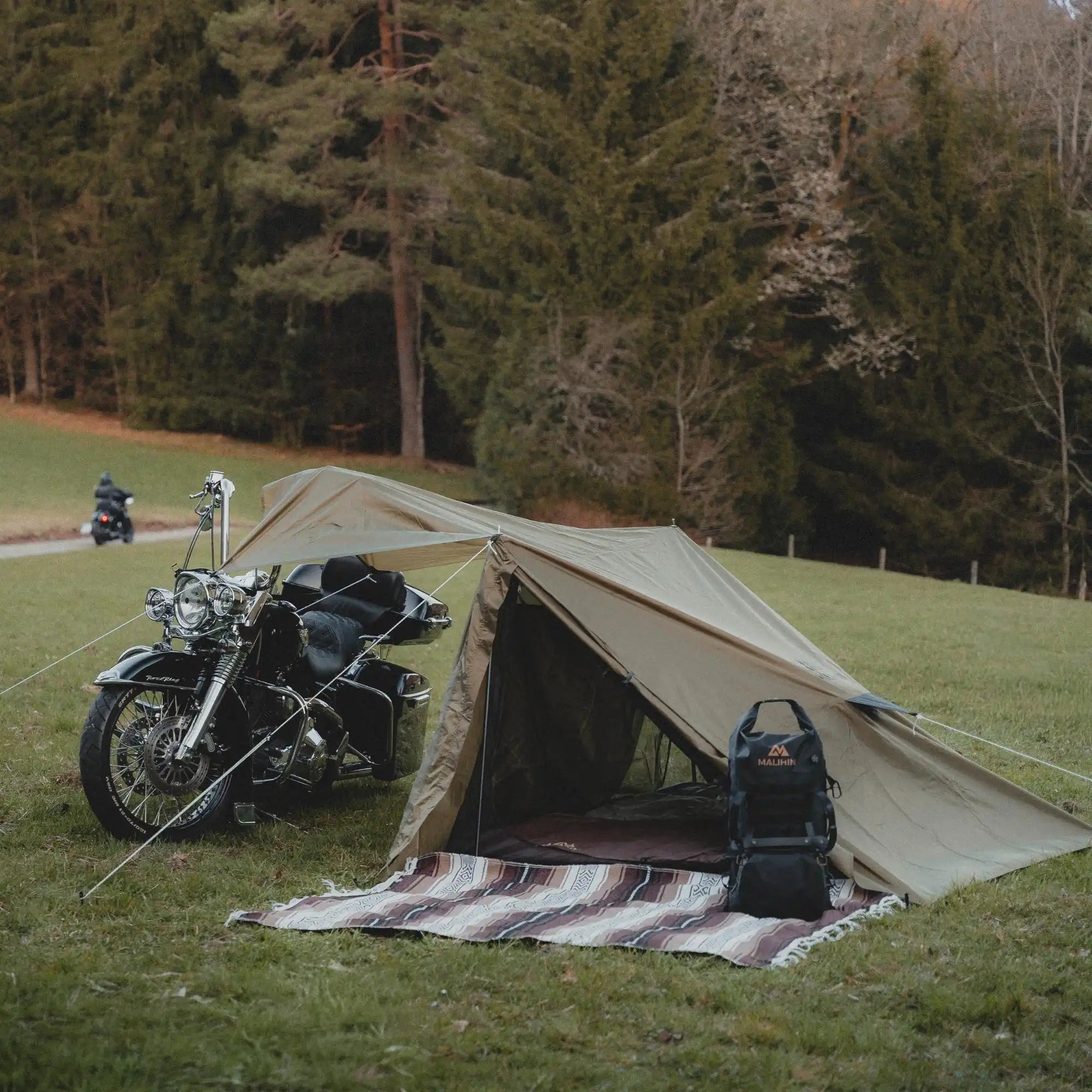 MALITENT XL Motorrad Zelt für 2 Personen - Oliv