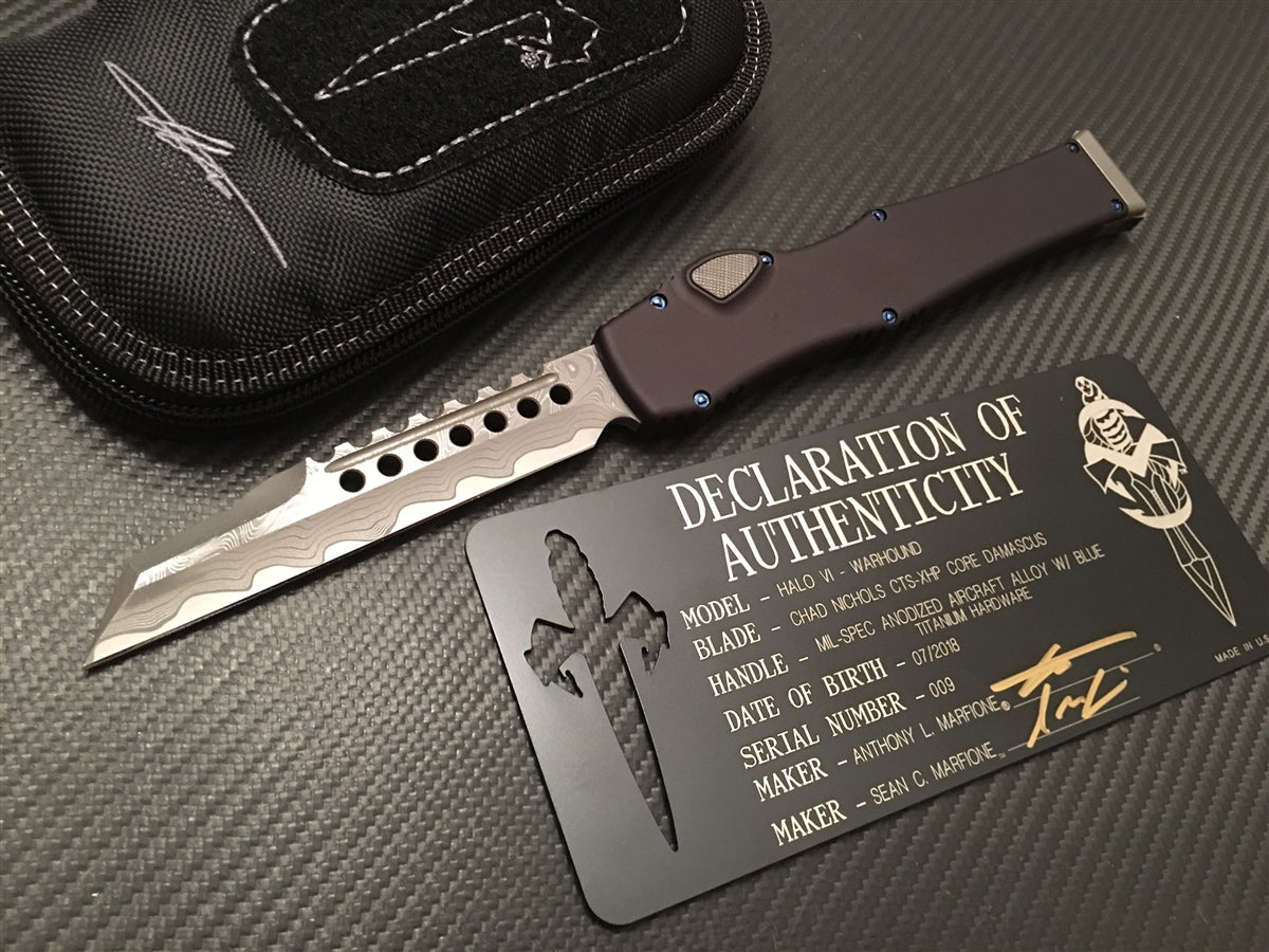 Marfione Custom HALO VI Warhound Chad Nichols Core Damascus Blue Accents