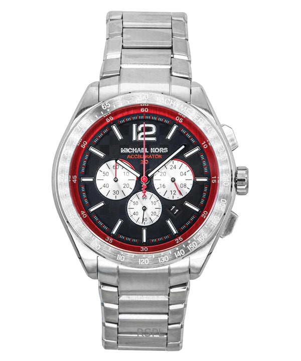 Montre chronographe surdimensionnée Michael Kors Accelerator 2.0 pour homme, en acier inoxydable, cadran noir, quartz, MK9176