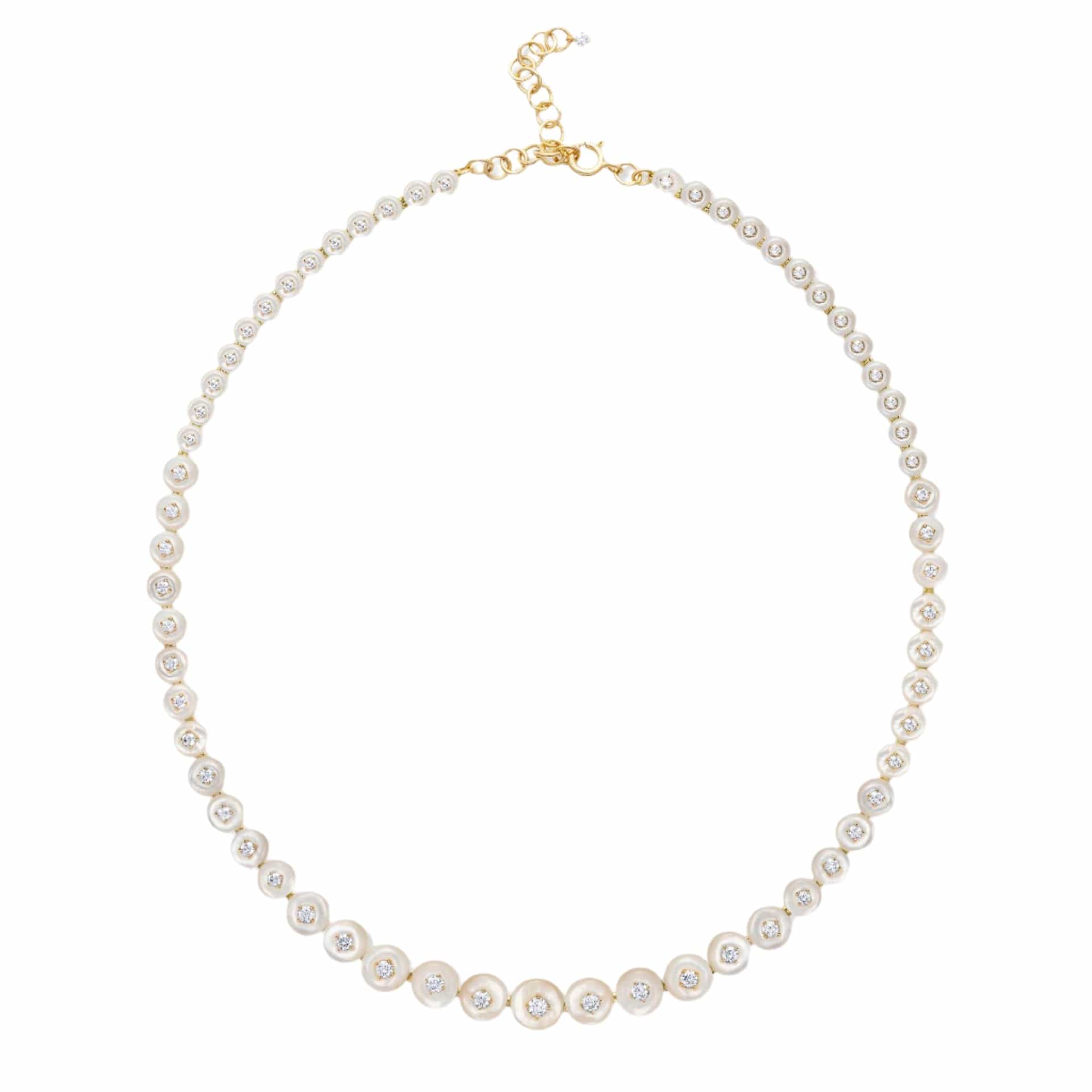 Fernando Jorge 18K Yellow Gold Small Surrounding Diamond and White Mother of Pearl Necklace