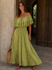 Robe Bustier Vert brodé 12265