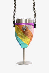 Kurt Geiger Rainbow Leather Portable Wine Glass Holder with Chain