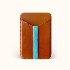 The Minimalist Full-Grain Leather MagSafe Wallet Card Holder - Saddle Tan