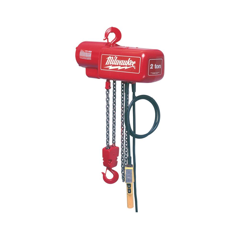 Milwaukee Tool 9560 1/2 Ton 10 Foot Electric Chain Hoist, Single Chained, 115/230V, 1/2 HP, Lifts 16 Ft/Min