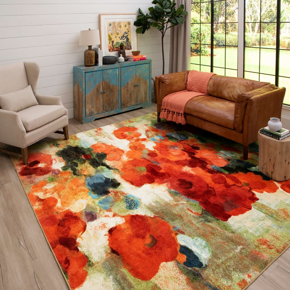 Mohawk Home Colorful Abstract Floral Garden Area Soft Rug